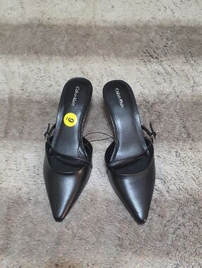 Calvin Klein Women's Black Pointed Toe Mule Heels